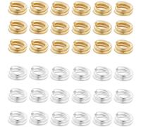 Beebeecraft 1 Box 160Pcs Split Ring for Jewellery Making 24K Gold & Sterling Silver Plated Brass Mini Double Loops Round Split Jump Rings for Jewellery Making Necklaces Bracelet Earrings