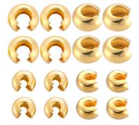 Beebeecraft 1 Box 16Pcs 2 Size Crimp Beads Covers Sterling Silver Golden Half Round Open Crimp Bead End Tip for Jewelry Making Bracelets Necklaces