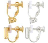 Beebeecraft 1 Box 16Pcs Screw Clip-on Earring Converter 18K Gold Plated & 925 Sterling Silver Plated 2 Styles Screw Non-Pierced Clip-on Earring Findings Components for DIY Gift Making