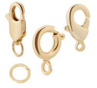 Beebeecraft 1 Box 18Pcs 3 Styles Jewelry Lobster Clasp 18K Gold Plated Spring Ring Claw Necklace Clasp Replacement with 20Pcs 5mm Open Jump Ring for DIY Craft Jewellery Chains Making Claps