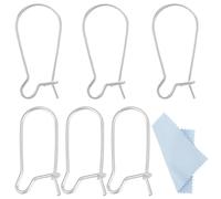Beebeecraft 1 Box 2 Pair 925 Sterling Silver Ear Wire Hooks 2 Styles Kidney Earring Hook with Polishing Cloth for DIY Jewelry Making