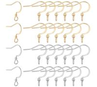 Beebeecraft 1 Box 200Pcs 2 Color French Wire Earring Hooks Silver 18K Gold Plated Stainless Steel Fish Hook Earrings Earwires Ball Dot Dangle Earring Hook Findings for Jewellery Making DIY Craft