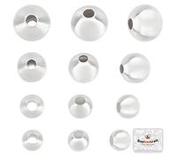 Beebeecraft 1 Box 200Pcs 3.5/4/5/6mm 925 Sterling Silver Plated Spacer Beads Smooth Round Loose Beads Tarnish Resistant Seamless for Necklace Bracelet Earring Jewelry Making
