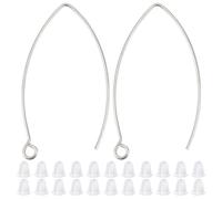 Beebeecraft 1 Box 200Pcs 316 Surgical Stainless Steel V-Shape Earring Hooks Silver French Ear Wire with Ear Nuts for DIY Earring Jewelry Making (Pin: 0.8mm/0.03in)