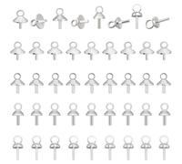 Beebeecraft 1 Box 200Pcs 4 Size Eye Pin Bail Peg Pendants 925 Sterling Silver Plated Brass Small Hole Cup Pearl Screw Eye Pinch Bails for Half Drilled Beads Jewelry Making