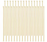 Beebeecraft 1 Box 200Pcs 40mm Flat Headpins 16K Gold Plated Stainless Steel Flat Head Jewelry Making Pins 21 Gauge Bendable Wire Pin for Jewellery Earring DIY Craft Head: 1.6mm