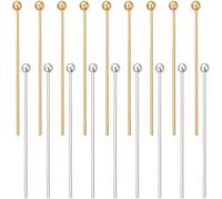 Beebeecraft 1 Box 200Pcs Ball Head Pins Gold Silver Straight Bendable Eye Beading Pins for Jewelry Making Findings Diy Charms Beads Crafts Earring Bracelet Necklace Pendants Accessories Supplies