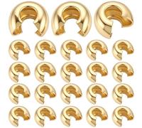 Beebeecraft 1 Box 200Pcs Crimp Bead Cover 18K Gold Plated 304 Stainless Steel Open Half Round Crimp Bead Knot Cover Small Beads for Jewelry Craft Making