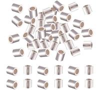 Beebeecraft 1 Box 200Pcs Crimp Tube Beads Sterling Silver Column Spacer Beads Cord End Caps Loose Stopper for DIY Bracelet Necklace Jewellery Making 0.6mm
