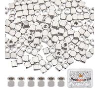 Beebeecraft 1 Box 200Pcs Cube Beads 304 Stainless Steel 3mm Geometry Square Spacer Beads for Bracelets Making DIY Necklaces Jewellery Crafts