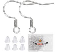 Beebeecraft 1 Box 200Pcs Earring Hooks 316 Stainless Steel Fish Earring Hooks French Ear Wire with Loop and 200Pcs Ear Nuts for Dangle Earring Jewelry Making DIY