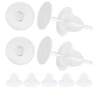 Beebeecraft 1 Box 200Pcs Flat Round Stud Earring Findings 925 Sterling Silver Plated 6mm Earring Cabochon Settings for DIY Stud Jewelry Making