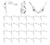 Beebeecraft 1 Box 200Pcs Golden Bead Tips 925 Sterling Silver Plated Brass Bead Tips Knot Covers for Jewelry Making DIY Findings