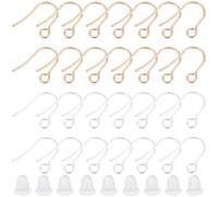 Beebeecraft 1 Box 200Pcs Hypoallergenic Earring Hooks 24K Gold Plated 316 Surgical Stainless Steel Ear Wires with Plastic Ear Nuts for Jewelry Making DIY Supplies Kits