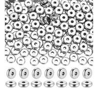 Beebeecraft 1 Box 200Pcs Silver Flat Spacer Beads 6mm Round Disc Bead 304 Stainless Steel Heishi Charms Loose Metal Spacers for Bracelet Crafts Stackable Jewelry Making Earrings Necklaces Supplies