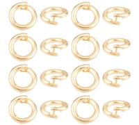 Beebeecraft 1 Box 20Pcs 14K Gold Plated Locking Jump Rings, OD 8mm ID 5mm Brass Round Open Jump Ring Clasp Circle Twister Snap Clasp Connector for Jewellery Making Necklace Bracelet Keychain