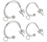 Beebeecraft 1 Box 20Pcs 2 Size Half Hoop Earring Findings Stainless Steel Huggie Earrings with Loop and 20Pcs Ear Nuts for DIY Jewellery Making