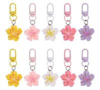 Beebeecraft 1 Box 20Pcs 5 Colors Resin Flower Key Chains Cherry Blossom Key Chains Aesthetic Cute Bags Charms Car Keyring with Iron Swivel Clasps for Spring Handbag Purse Wallet Pendant Decoration