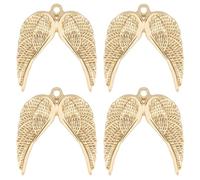 Beebeecraft 1 Box 20Pcs Angel Wings Charms Real 18K Gold Plated Alloy Tibetan Metal Dangle Pendant Guardian Angel Charms for Jewelry Making Necklace Bracelet DIY Crafts Accessories