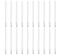 Beebeecraft 1 Box 20Pcs Bracelet Extender Chains Bulk 925 Sterling Silver Plated Brass Metal Tear Drop Charm Extension Curb Chains Tails for Jewelry Making Necklaces Bracelets DIY Crafts Supplies