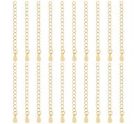 Beebeecraft 1 Box 20Pcs Chain Extender 18K Gold Plated Brass Necklace Extenders Cable End Chain with Teardrop Chain Tabs for Jewelry Making (5.3cm/2.08in)