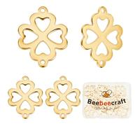 Beebeecraft 1 Box 20Pcs Clover Charms 304 Stainless Steel Four Leaf Links Connectors for St. Patrick's Day Jewelry Making Bracelet Necklace DIY