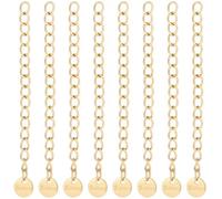 Beebeecraft 1 Box 20Pcs Curb Chain Extender 18K Gold Plated 304 Stainless Steel 58mm Extension Chains with Flat Round Charm for Necklace Bracelet Anklet Jewelry Making DIY Craft