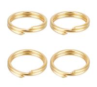 Beebeecraft 1 Box 20Pcs Double Loop Jump Rings Small Round Sterling Silver Split Jump Rings Open Loop Connectors for Jewellery Making Necklaces Bracelets Keychain DIY Craft (Gold, 7x1mm)