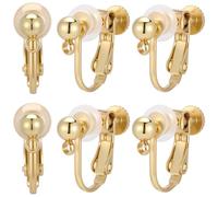 Beebeecraft 1 Box 20Pcs Earring Clips 18K Gold Plated 316 Stainless Steel Clip-on Earrings Non-Pierced Findings with Silicone Pads for DIY Jewellery Making