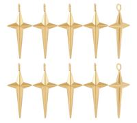 Beebeecraft 1 Box 20Pcs Four Point Star Charms Real 18K Gold Plated 304 Stainless Steel North Star Charms for DIY Necklace Bracelet Jewelry Making