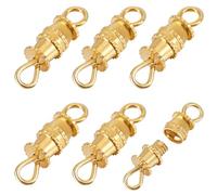 Beebeecraft 1 Box 20Pcs Gold Screw Clasps 18K Gold Plated Brass Barrel Screw Clasps Jewellery Connector with Double Loop for Necklace Bracelet Jewellery Making