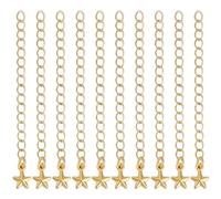 Beebeecraft 1 Box 20Pcs Golden Necklace Extender Real 18K Gold Plated Brass Metal 3D Star Shaped Charm Ends Tail Extension Curb Chain for Jewelry Making Necklaces Bracelets DIY Crafts Supplies