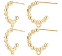 Beebeecraft 1 Box 20Pcs Half Hoop Earring Findings 18K Gold Plated Bead Stud Earring with Loop and Ear Nuts for Jewelry Making DIY