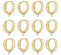 Beebeecraft 1 Box 20Pcs Huggie Hoop Earring Finding 18K Gold Plated Brass Round Leverback Hooks with Loop for Jewellery Making Supplies Women