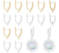 Beebeecraft 1 Box 20Pcs Lever Back Earrings Hoops 24K Gold 925 Sterling Silver Plated Brass Hugging Latchback Hoop Earring Stud Ear Findings with Loop Components for Jewelry Making DIY Craft Accessory