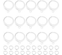 Beebeecraft 1 Box 20Pcs Leverback Earring Findings 925 Sterling Silver Plated Stainless Steel 14x12mm Round Lever Back Hoop Earring with 20Pcs Jump Rings for Jewelry Making