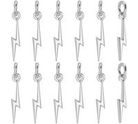Beebeecraft 1 Box 20Pcs Lightning Bolt Charm Platinum Plated Brass Silver Small Flash Thunder Charm Dangle for Jewelry Making DIY Crafts Earring Bracelet