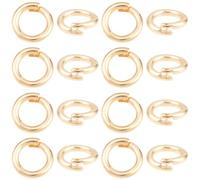 Beebeecraft 1 Box 20Pcs Locking Jump Rings OD 10mm ID 6.5mm Small 14K Gold Plated Brass Round Split Jump Ring Open O Connector for Jewelry Making Necklaces Bracelets Diy Crafts (3mm thick)