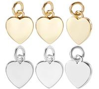 Beebeecraft 1 Box 20Pcs Love Heart Charms 18K Gold&925 Sterling Silver Plated Hearts Shaped Valentine's Day Dangle Charms Pendants with Jump Rings for Necklaces Earrings Jewelry Making DIY Crafts