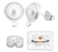Beebeecraft 1 Box 20Pcs Pearl Earring Findings 925 Sterling Silver Plated Post Earring with Loop 20Pcs Ear Backs for Jewellery Making Supplies