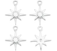 Beebeecraft 1 Box 20Pcs Platinum Plated Brass North Star Charms Cubic Zirconia Micro Pave Pentagram Pendant Small Stars Charms for Jewelry Making Earrings Bracelets Necklaces Keychains DIY Crafts