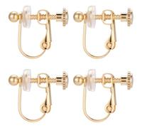 Beebeecraft 1 Box 20Pcs Screw Back Earring Clip 18K Gold Plated 316 Stainless Steel Non Pierced French Loop Clips Earring Converter Components Findings with Silicone Pads for Jewelry Making DIY Crafts