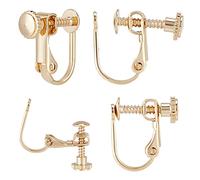 Beebeecraft 1 Box 20Pcs Screw Clip-on Earring Converter 24K Gold Plated Spiral Ear Clips Screw Non-pierced Earring Finding Components for DIY Earring Gift Making