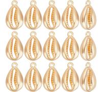 Beebeecraft 1 Box 20Pcs Seashell Charms 18K Gold Plated Brass Ocean Beach Summer Cowrie Shell Charms for DIY Craft Jewelry Making Necklace Bracelet Earring (12.5x7.5x3mm)