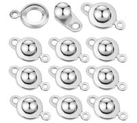 Beebeecraft 1 Box 20Pcs Snap Button Clasp 201 Stainless Steel Ball and Socket Snap Clasps with 2 Holes Fastener Flat Round for Jewelry Making Bracelet Necklace
