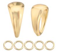 Beebeecraft 1 Box 20Pcs Snap on Bails 18K Gold Plated Brass Pendant Clasp Connectors Pinch Bails Necklace Charm Clasp with 50Pcs Jump Ring for Necklaces Jewellery DIY Craft Making