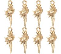 Beebeecraft 1 Box 20Pcs Spiral Shell Charms 18K Gold Plated Brass Ocean Animals Pendant Charms with Hole for Summer Ocean Wind Theme DIY Jewelry Making