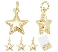 Beebeecraft 1 Box 20Pcs Star Charms 18K Gold Plated Tibetan Metal Small Dangle 3D Pentagram Charms with Jump Ring for Jewelry Making Charms DIY Earring Crafts Accessories