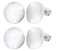 Beebeecraft 1 Box 20Pcs Stud Earring Findings with Loop 925 Sterling Silver Plated Irregular Textured Flat Round Stud Earring Posts with Hole Ear Backs for Dangle Jewelry Making