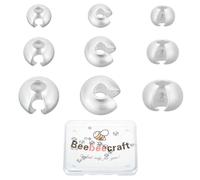 Beebeecraft 1 Box 21Pcs 3 Size Crimp Beads Covers Sterling Silver Half Round Open Crimp Bead End Tip for Jewelry Making Bracelets Necklaces